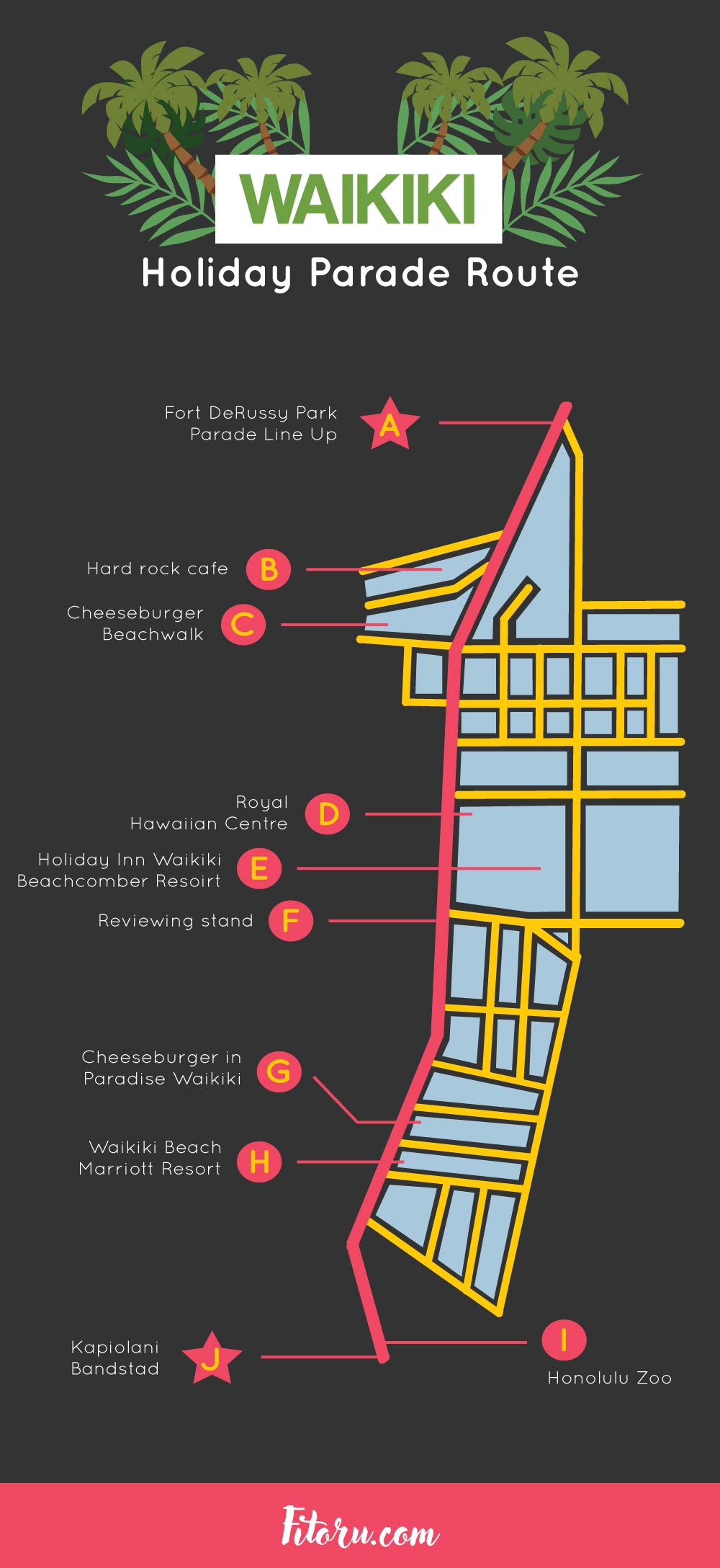 Here is a map of the Waikiki Holiday parade route.