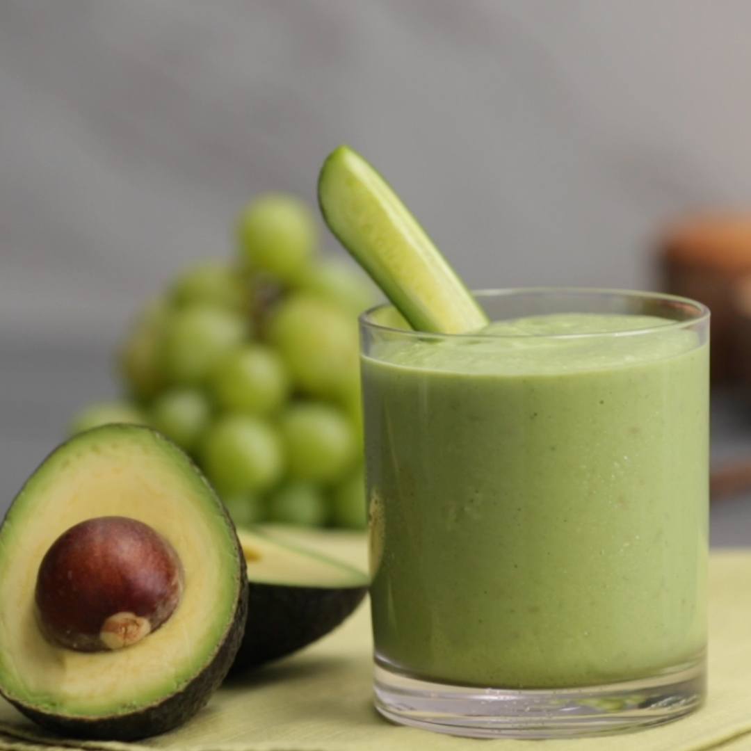 green and glowing avocado smoothie