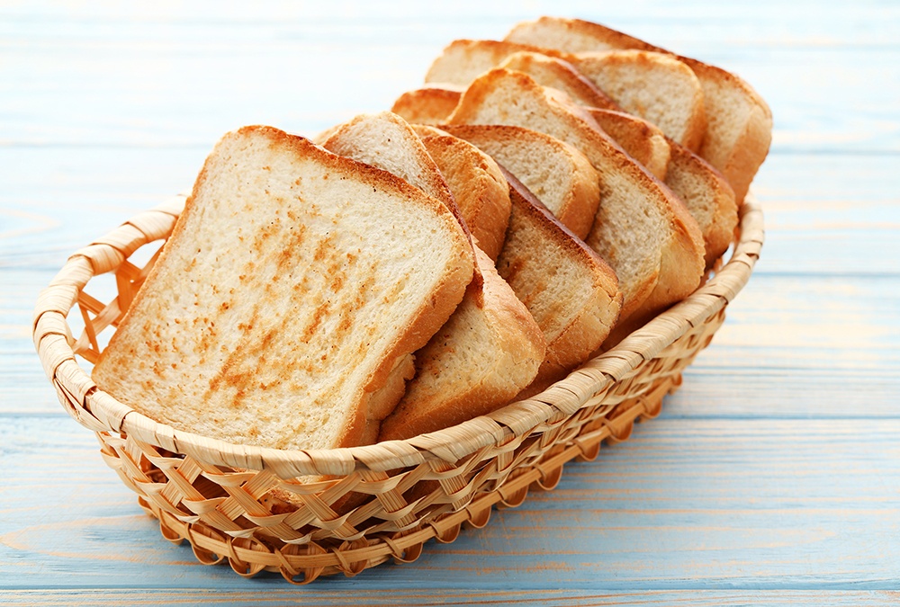 poasted white bread in a basket