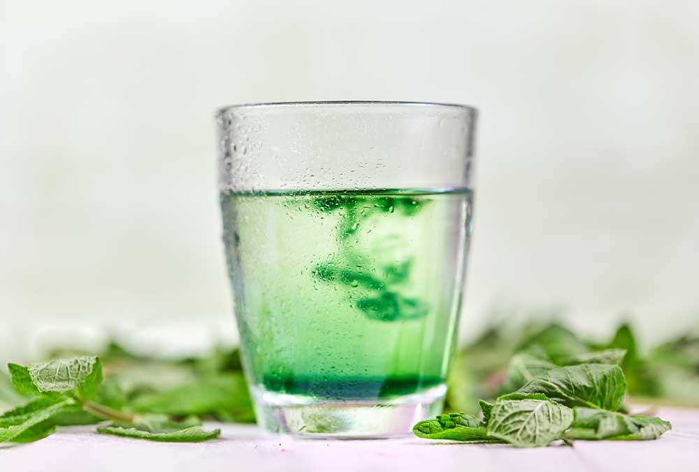 glass of chlorophyll water