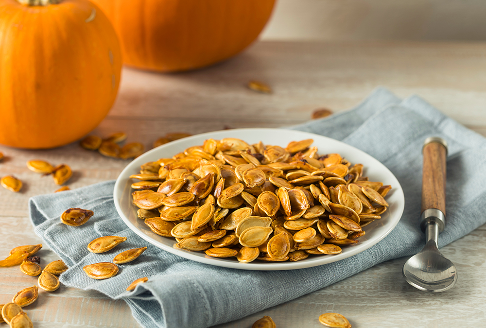 pumpkin seeds in a small plate